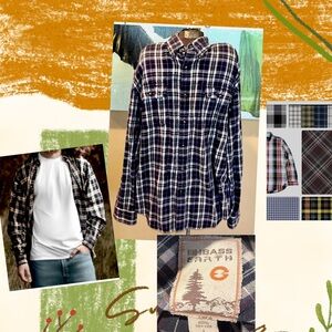 GHBass Earth warm flannel cotton shirt szL Grey, black , cream, red &blue plaid